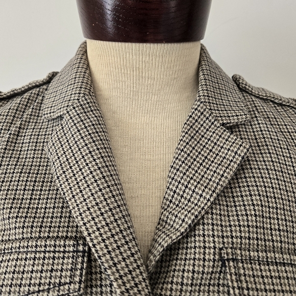 ZARA TRAFALUC herringbone cotton tweed lightweight cream/black/Grey blazer. MED - Picture 4 of 13